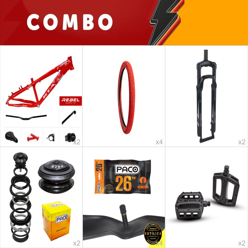                                                                              combo 2x freeride rebel vermelho - confira itens