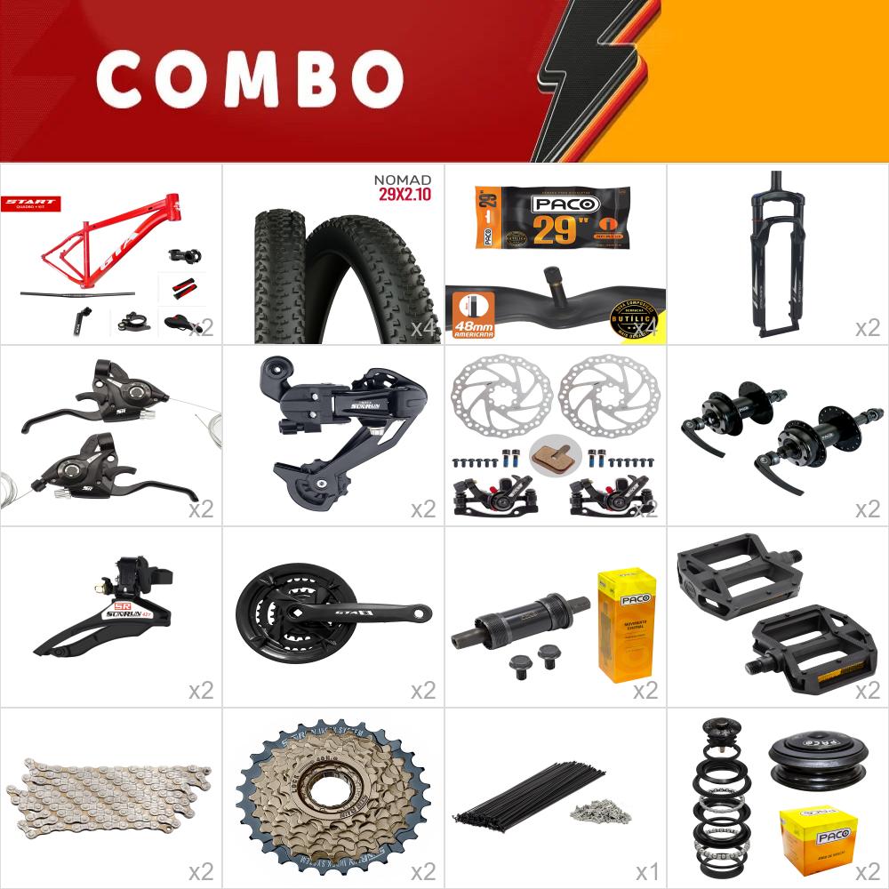                           combo 2x gta start aro 29 tam 19 vermelho <b>24v</b> sunrun - sem aros, cabos e conduites - confira os itens