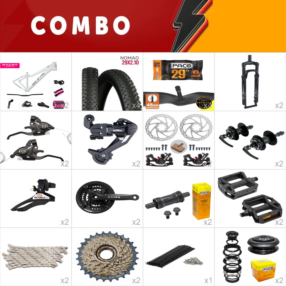                           combo 2x gta start aro 29 tam 15.5 fem branco/cinza/rosa <b>24v</b> sunrun - sem aros, cabos e conduites - confira os itens
