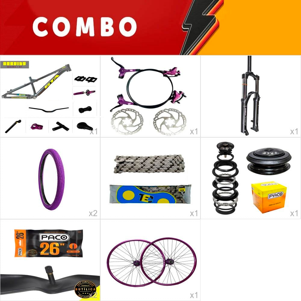                combo 1 bike gravity cor lançamento - cinza/verde com freio hidraulico - confira os itens