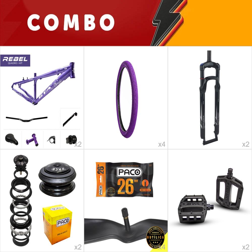                                                                              combo 2x freeride rebel roxo - confira itens