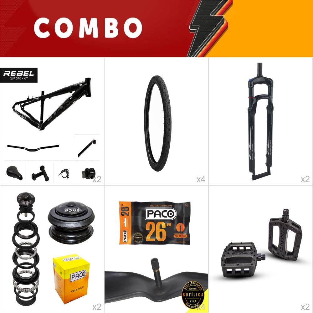                                                                              combo 2x freeride rebel preto - confira itens