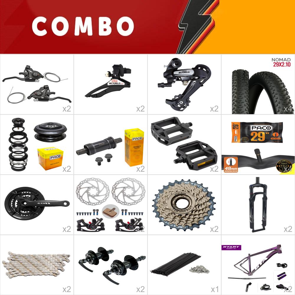                     combo 2x gta start aro 29 tam 17 roxo <b>21v</b> sun run - sem aros, cabos e conduites - confira os itens